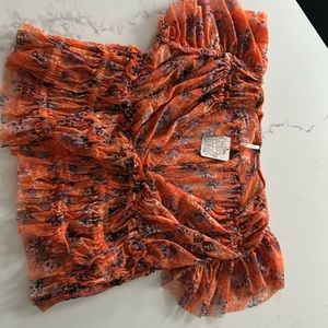 Printed orange blouse from Free People